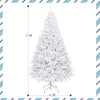 7.5 ft hinged artificial Christmas tree with thick PVC branches and sturdy metal stand, perfect for festive home.