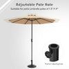 Patio market umbrella base stand with adjustable pole hole, durable resin, and rattan design for outdoor use.