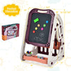 Kids 3-in-1 art easel with double-sided chalkboard and whiteboard, adjustable height, and storage tray for creative.