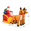 Inflatable Santa with double deer and sled, 7.5 feet long, waterproof for outdoor Christmas decoration with LED lights.
