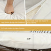 Close-up of a 2.5” soft cushion with removable cover and zipper for easy cleaning on a patio bistro set.