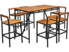 7 Pieces Acacia Wood Patio Rattan Bar Set with Umbrella Hole