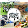 Outdoor folding wagon cart in gray with adjustable handle, universal wheels, and large capacity for easy transport.