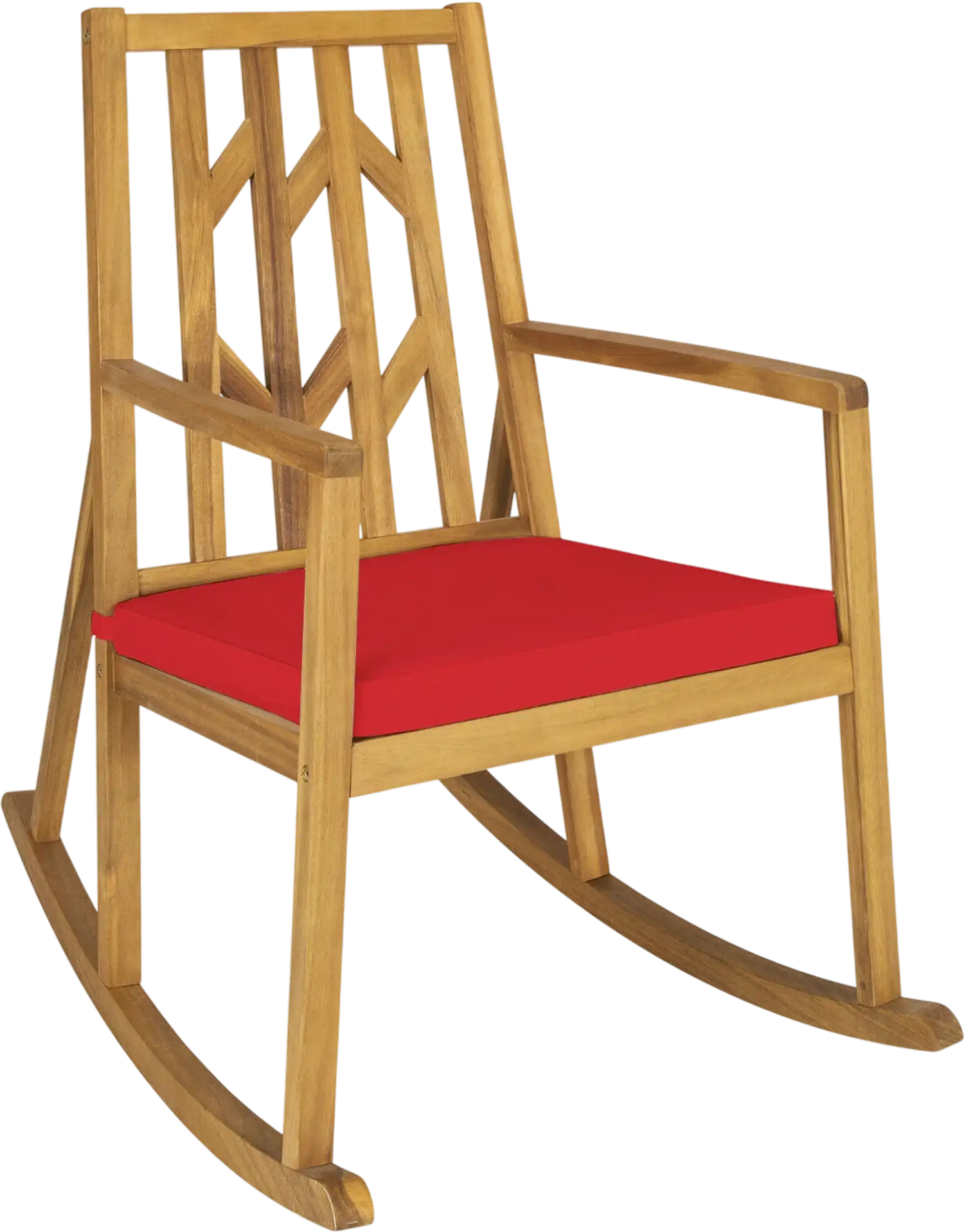 Costway Patio Acacia Wood Rocking Chair Sofa Cushion Red 15780249 New