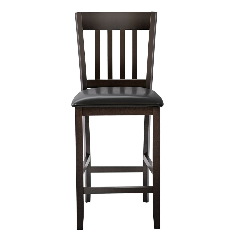 Bar stool with rubber wood legs and curved backrest, featuring a wide cushioned seat for comfort and modern style.