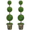 Artificial topiary triple ball tree plant, 4 feet tall, with realistic PE leaves and sturdy cement-filled pot for.