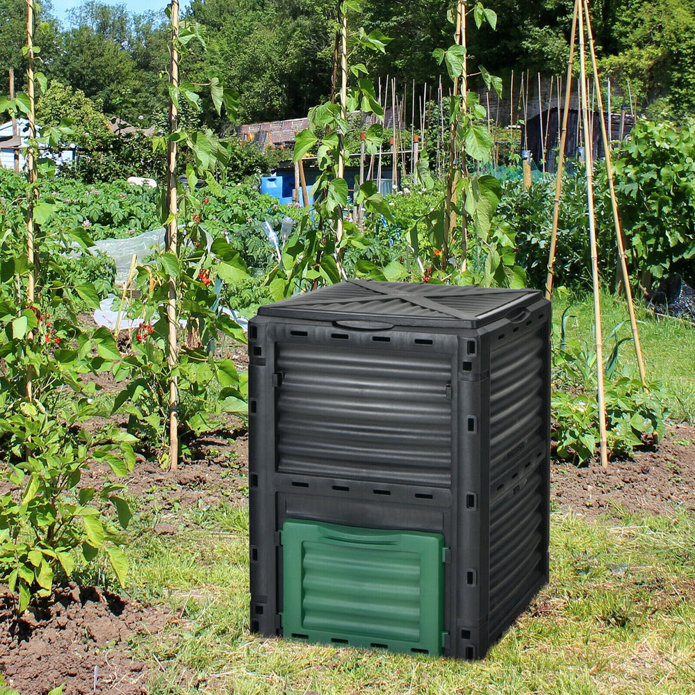 80-Gallon Outdoor Composter with Large Openable Lid and Bottom Exit Door-Green - Gallery View 1 of 11