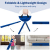 Blue 7 feet folding portable balance beam with handles, designed for gymnasts, easy to store and carry.