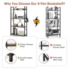 4-tier industrial bookshelf with adjustable wooden shelves and powder-coated steel frame for versatile storage in any.