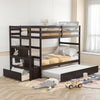Twin Over Twin Bunk Bed with Storage Shelf and Drawer-Dark Brown - Gallery View 1 of 9