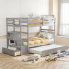 Twin Over Twin Bunk Bed with Storage Shelf and Drawer-Light Gray - Gallery View 1 of 9
