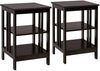 Dark brown 3-tier nightstand set with reinforced bars, featuring open compartments for storage in any room.