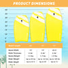 Three lightweight yellow bodyboards with EPS core, showcasing dimensions for optimal surfing experience.