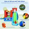 Colorful 9-in-1 inflatable kids water slide bounce house with splash pool, climbing wall, and 860W blower for outdoor.