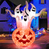 Halloween inflatable decoration showing three ghosts rising from a pumpkin, designed for festive outdoor displays.