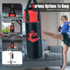 Kids hanging punching bag set in black, featuring durable materials and gloves for safe Karate and Taekwondo training.