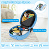 Kids luggage set showing the blue 14" carry-on with ample storage for toys, clothes, and snacks, ideal for travel.