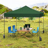 Pop-up canopy tent in green, 9.5 x 9.5 feet, with adjustable heights, ideal for camping and outdoor events.