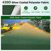 Close-up of 420D silver coated polyester fabric showcasing water and wear resistance, ideal for a green pop-up canopy.