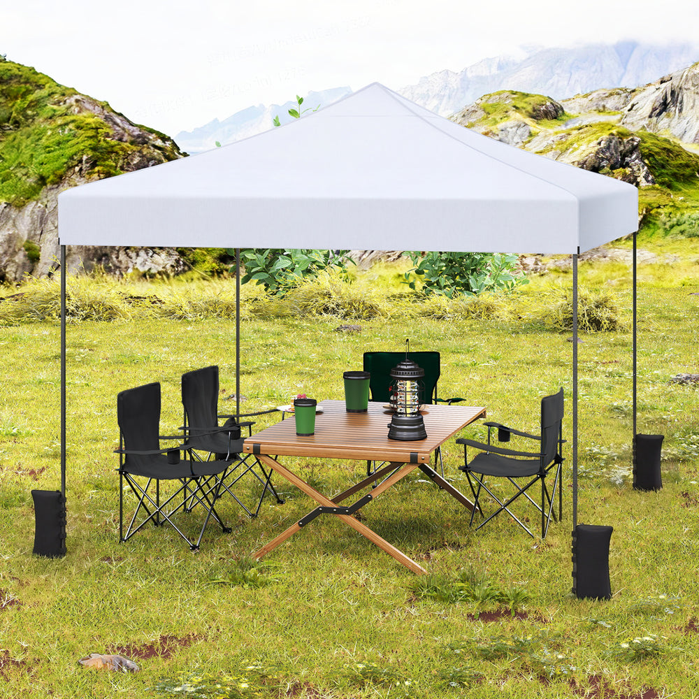 9.5 x 9.5 Feet Pop up Canopy Tent with Adjustable Heights-White - Gallery View 1 of 11