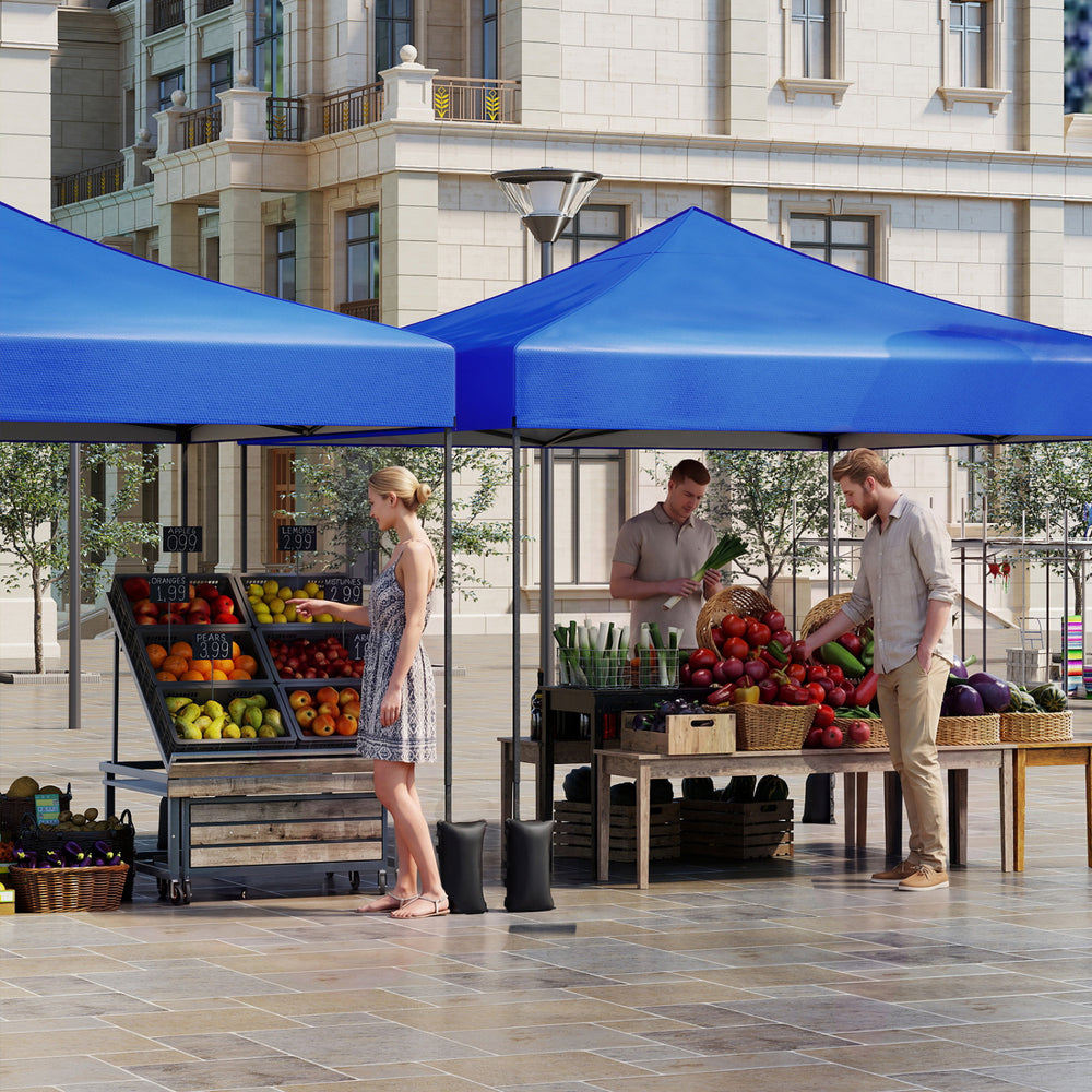 9.5 x 9.5 Feet Pop up Canopy Tent with Adjustable Heights-Blue - Gallery View 1 of 11