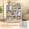 Modern 9-cube storage organizer in white, perfect for displaying books and decor in living rooms or bedrooms.