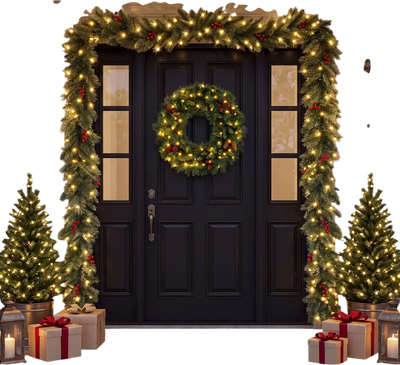 Costway 9' Christmas Garland Timer 180 Frosted Tips 50 Warm White LED 32246248 New