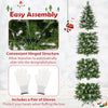 Pencil-shaped 6 FT artificial Christmas tree with warm-white LED lights, featuring hinged branches for easy assembly.