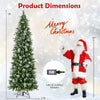 Pencil-shaped 9 FT artificial Christmas tree with warm-white LED lights, featuring a stable metal base for secure.