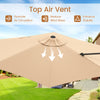 Top view of the 9 FT beige cantilever patio umbrella with vented top for enhanced stability and air circulation.