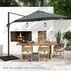 9 FT Cantilever Patio Umbrella with Vented Top and Sun-Protective Canopy-Gray - Gallery View 1 of 9