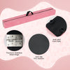 9 FT folding gymnastics balance beam with pink pine wood frame, anti-slip PVC bottom, and premium stainless steel hinge.