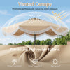 9 FT outdoor tassel umbrella with vented canopy, premium polyester fabric, water-resistant, ideal for dining tables or.