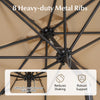 Close-up of the 8 heavy-duty metal ribs of the 9 FT outdoor tassel umbrella, ensuring robust support and stability.
