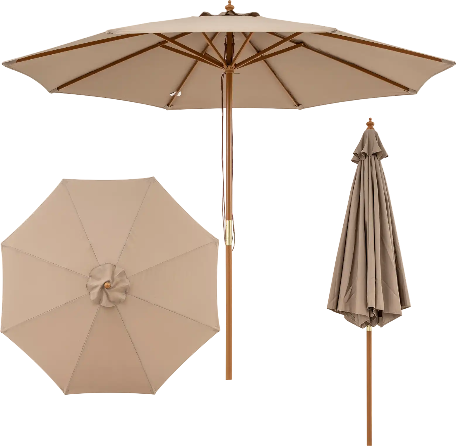 Costway 9' Patio Market Table Umbrella w/ 8 Bamboo Ribs 13291167 New