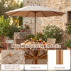 9 FT patio umbrella with a brown fabric canopy and sturdy bamboo ribs, perfect for outdoor table relaxation.