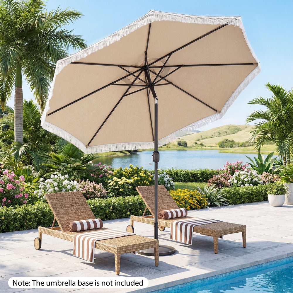 9 FT Patio Umbrella with Sun-Protective Canopy for Patio Garden Pool-Beige - Gallery View 1 of 11