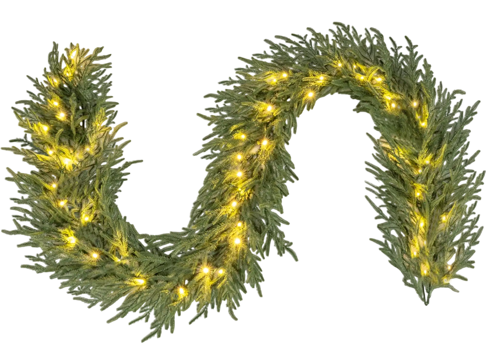 Costway 9' Pre-Lit Artificial Cypress Christmas Garland Warm White LED 130 Tips 10348205 New