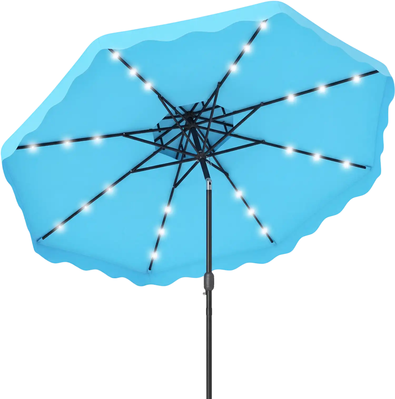 Costway 9' Solar LED Patio Umbrella Tilt Crank 24-Light 8-Rib 35235642 New