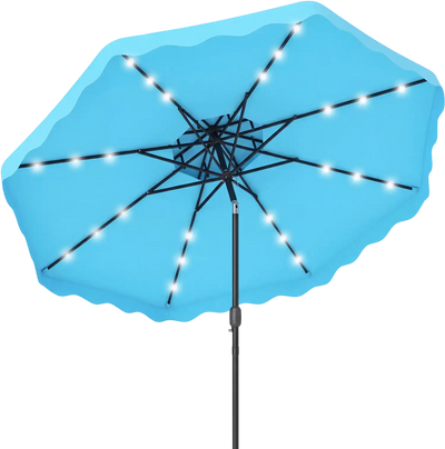 Costway 9' Solar LED Patio Umbrella Tilt Crank 24-Light 8-Rib 35235642 New