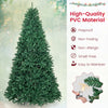 9 feet hinged premium artificial Christmas tree made of fireproof PVC, featuring 3594 branch tips for a vibrant look.