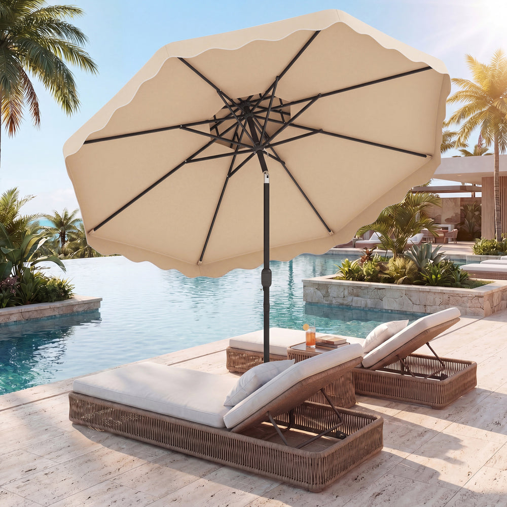 9 Feet Patio Umbrella with Push Button Tilt and Crank-Beige - Gallery View 1 of 10