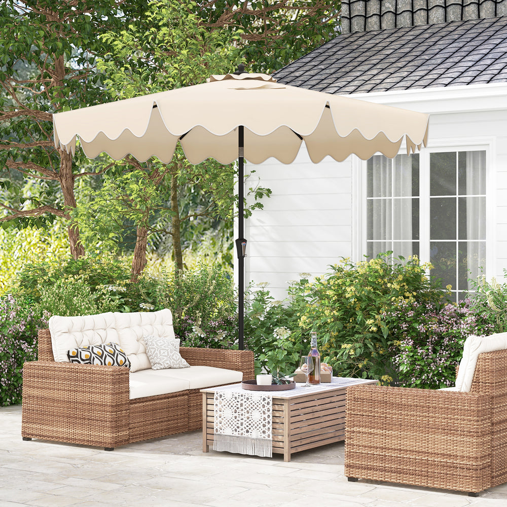 9 Feet Patio Umbrella with Crank Handle and Push Button Tilt-Beige - Gallery View 1 of 10