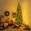 9 FT pre-lit artificial Christmas tree with 1298 snowy branch tips, adorned with 500 LED lights for a warm festive glow.