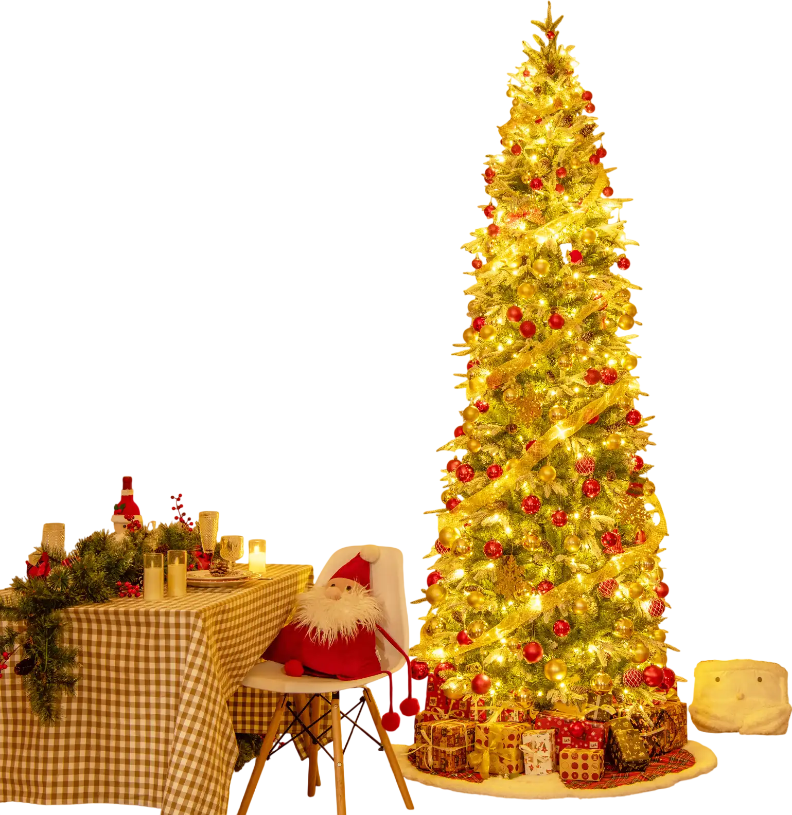 Costway 9' Pre-Lit Snow Flocked Hinged Artificial Christmas Tree 79851643 New