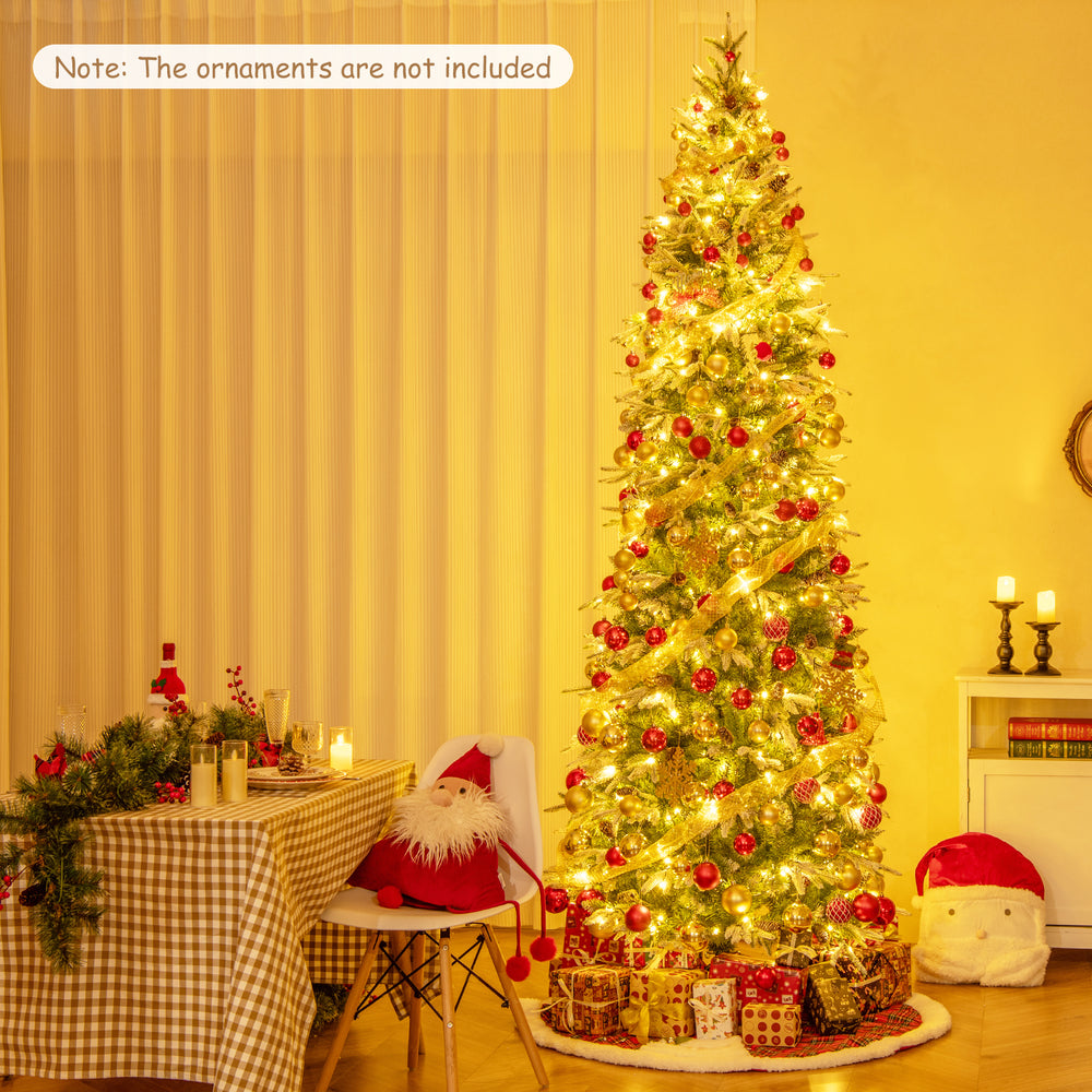 6/7.5/9 Feet Pre-Lit Artificial Christmas Tree Snow Flocked Hinged-9 FT - Gallery View 1 of 10