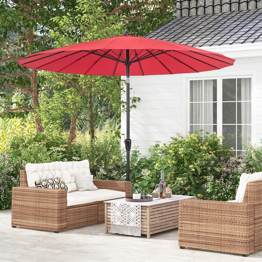 9 Feet Round Patio Umbrella with 18 Fiberglass Ribs-Wine - Gallery View 1 of 10