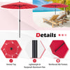 9 feet round patio umbrella in wine with vented top, lightweight aluminum pole, and 18 fiberglass ribs for durability.