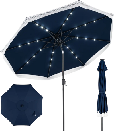 Costway 9' Solar Patio Umbrella w/ 24 LED Lights Yard 59971668 New
