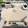 9 feet solar patio umbrella featuring solar panel and Type-C charging options for versatile outdoor lighting.